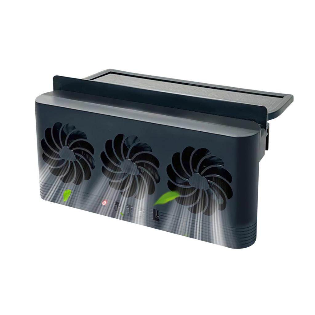Car Solar Powered Window Exhaust Fan Vehicle Ventilation Fans Car Radiator Fan Cars Window Vent with Three Outlets