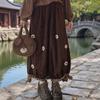 Japoński słodki kwiat sztruks szerokie nogawki spodnie na co dzień kobiety w stylu Vintage śliczne luźne spodnie dziewczyny Harajuku spodnie dresowe Kawaii Bloomers