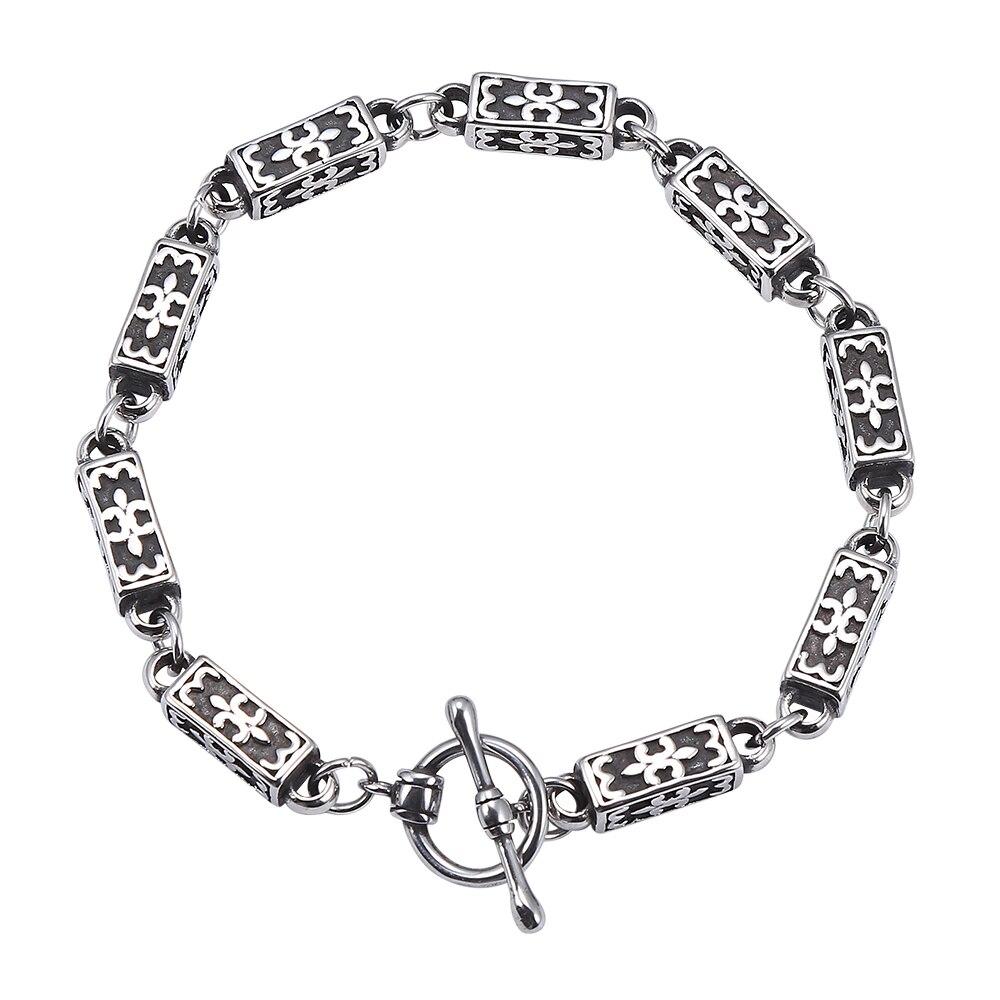 

Мужские браслеты из нержавеющей стали с цепочкой, женские браслеты, манжеты, браслеты для байкеров и мотоциклистов серебряный