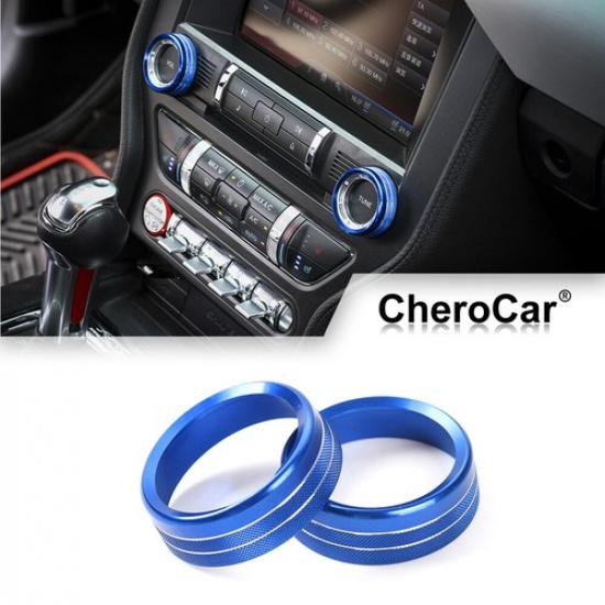 2X Aluminum Air Conditioner Switch Button Knob Trim Ring for Ford Mustang 2015+