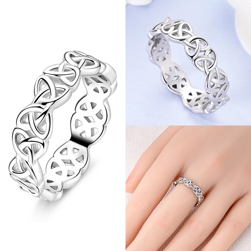 925 Silver Heart Shaped Infinite Minimalist Rings Hollow Celtic Knot Rings For Women Elegant Engagement Wedding Jewelry