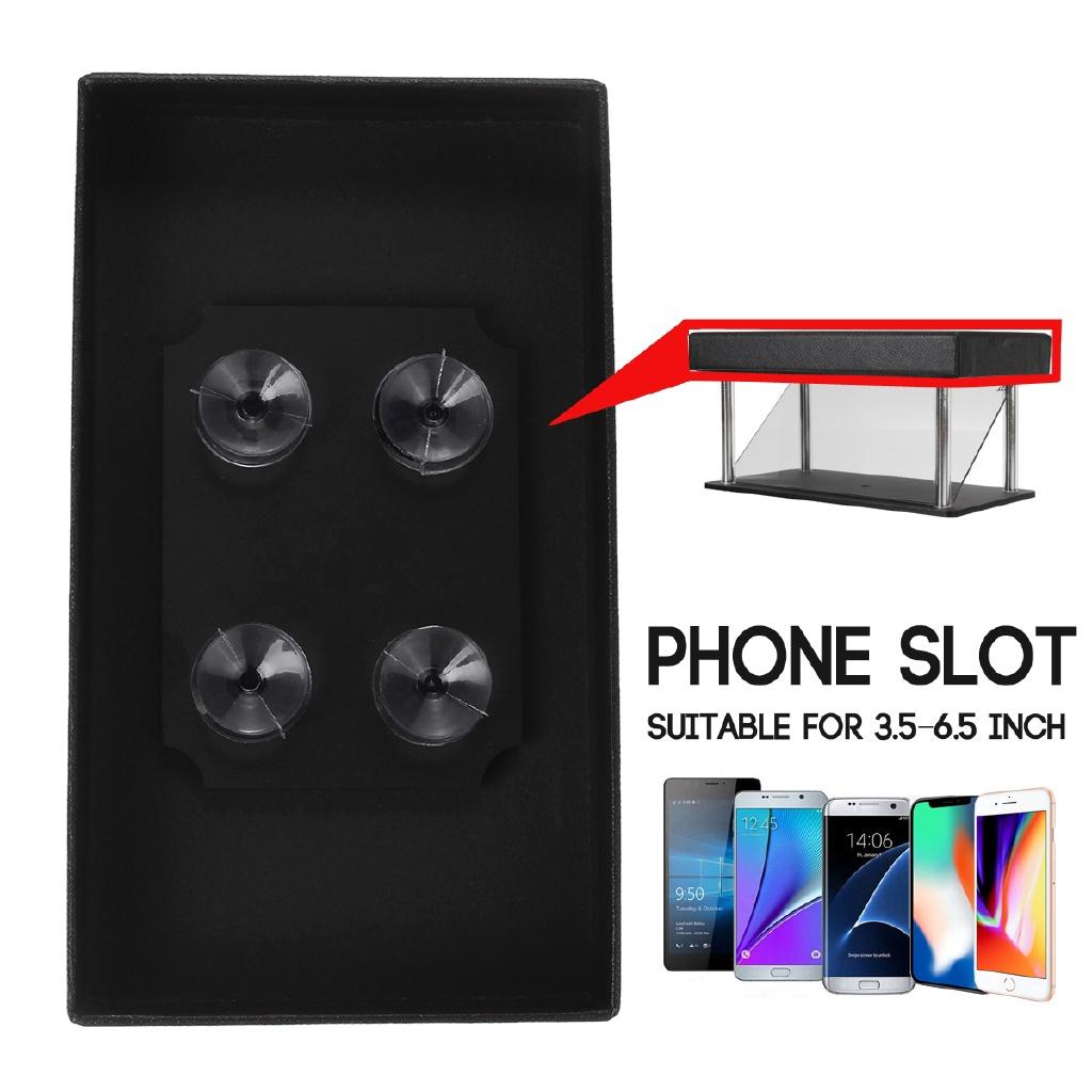 Černý Stojan Projektor Pyramida Hologram Displej 3D Mobilní Telefon Hologram Box Displej Luxusní Vitrína Pro 3.5-6" Použití Nový