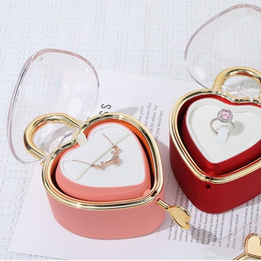 Soap Rose Flower Heart-shaped Padlock Jewelry Box Valentine's Day Gift Box for Ring, Necklace