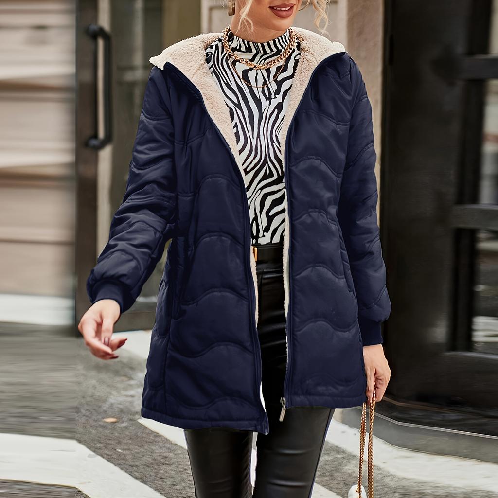 Women's Solid Color Thick Long  Sleeve Fashion Coat Jacket