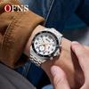 Oufanni Men's Quartz Watch with Silicone & Steel Straps, Waterproof, Calendar, and Small Seconds Hand