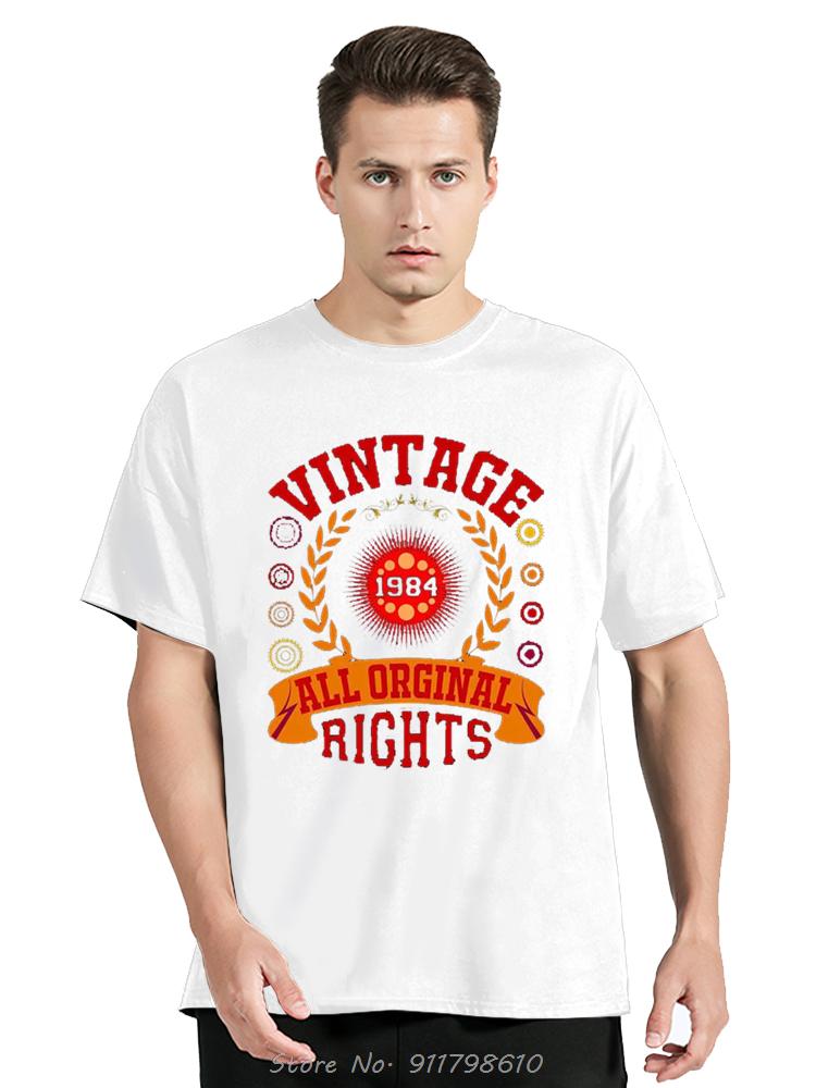 Vintage 1984 Birthday Cotton T Shirts for Oversized Short Sleeve Clothing Retro T-shirt Born in 1984 Clothes for Men Tops Tees
