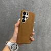 Luxury Leather Magnetic Attraction Case For Samsung Galaxy S26 Ultra S24 Plus S25U Premium Plain Suede Metal Lens Ring Cover
