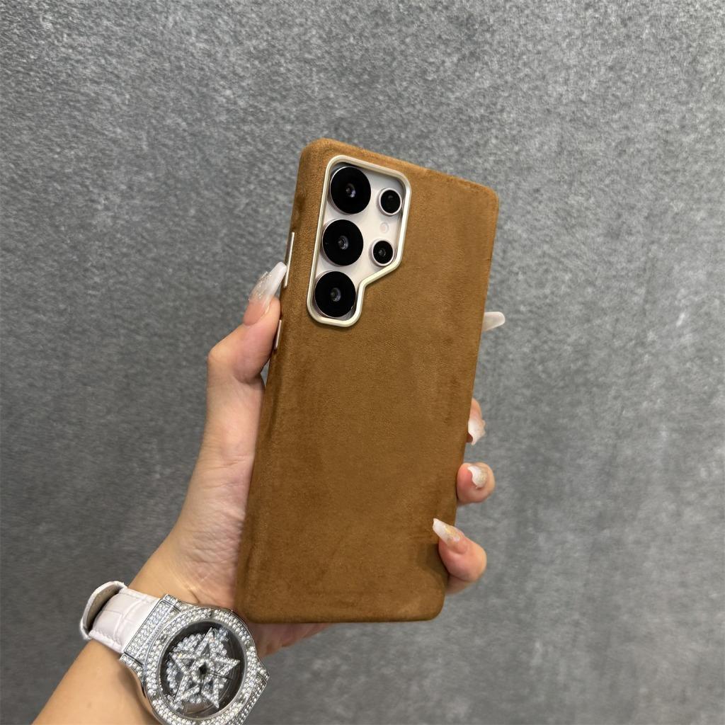 Luxury Leather Magnetic Attraction Case For Samsung Galaxy S26 Ultra S24 Plus S25U Premium Plain Suede Metal Lens Ring Cover