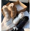 Schneestiefel Damen Kuhvelours Fellig Einfarbig Runde Zehe Klettverschluss Flach Winter Damen Schuhe