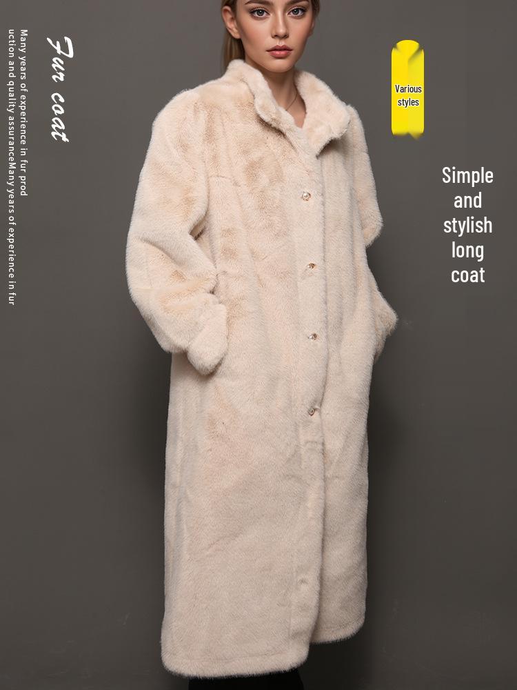 Women's Stylish Mink Fur Coat: Elegant Long Autumn & Winter Outerwear