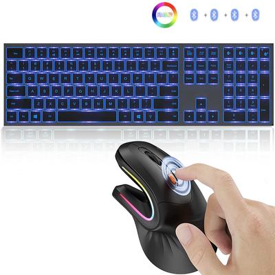 Korea/Hebrew Backlit Bluetooth Wireless Keyboard Rechargeable Ergonomic Bluetooth Keyboard & Mouse for iPad Laptop IOS Windows