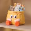 Good Luck  Resin Desk Organizer with Cute Face ,Multi-Compartment Pencil Holder, Scissors ,Eyeglasses Storage, Vibrant Yellow with Red Accents