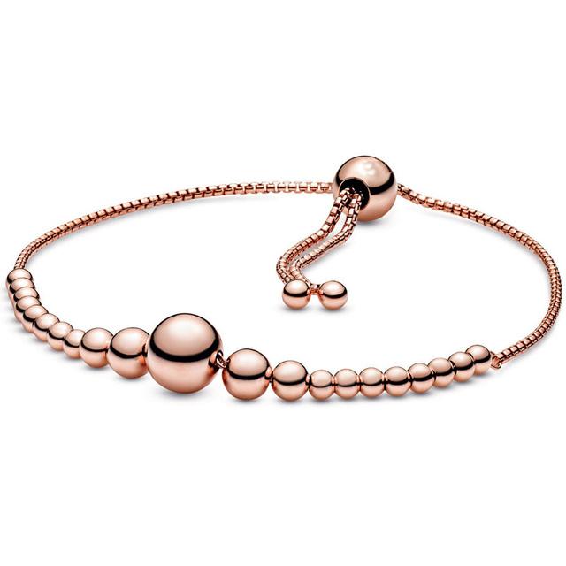 

Раздвижной браслет Pave Heart & Star Rose Castle с блестящими камнями и полосками, модный браслет из стерлингового серебра 925 пробы, очаровательные ювелирные изделия из бисера