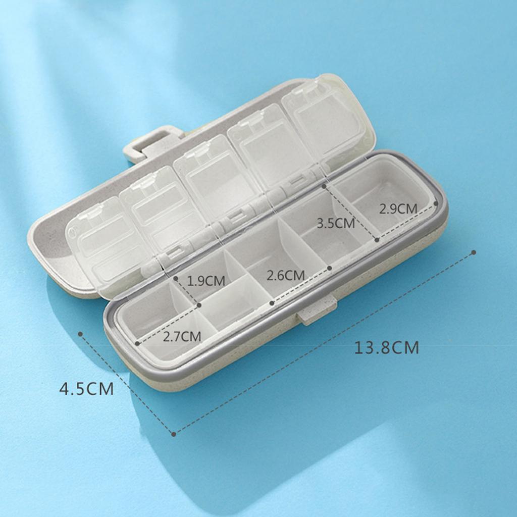 Medicine Case Small Portable 7 Compartments Container Travel Medicine Box for Pocket Daily Use Beige