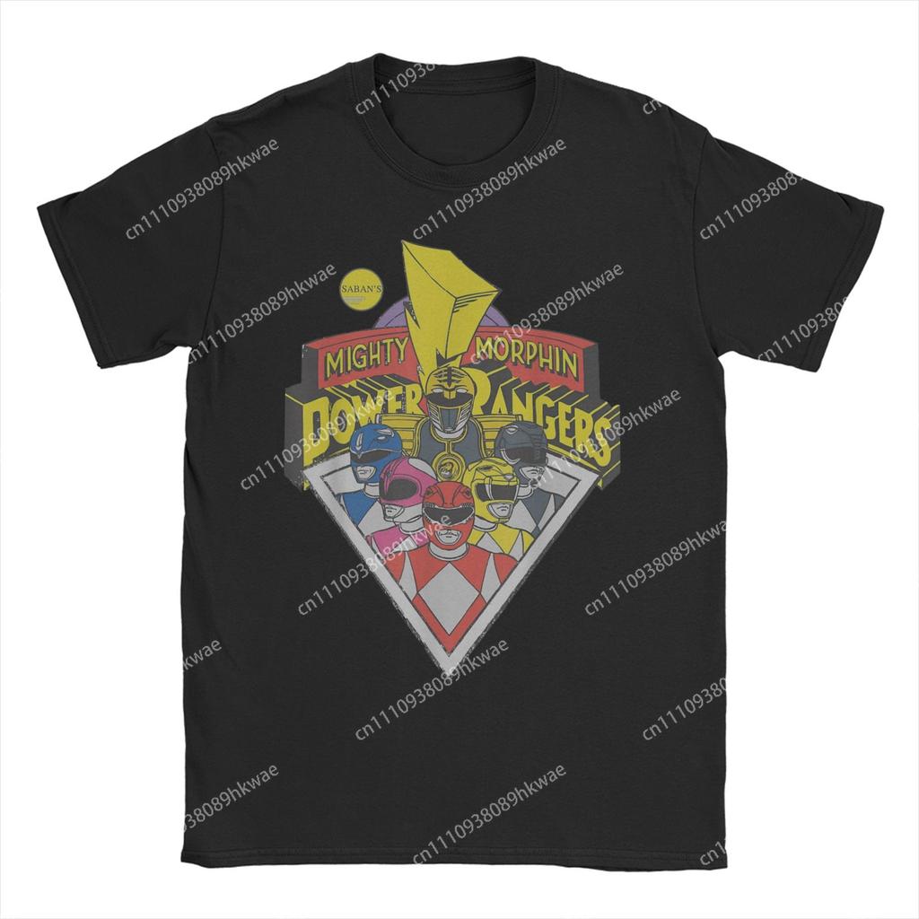 Unisex Unisexs Tshirts Power Rangers Logo Group Retro Logo Fun Pure Cotton Tees Short Sleeve T Shirt O Neck Clothes Printed
