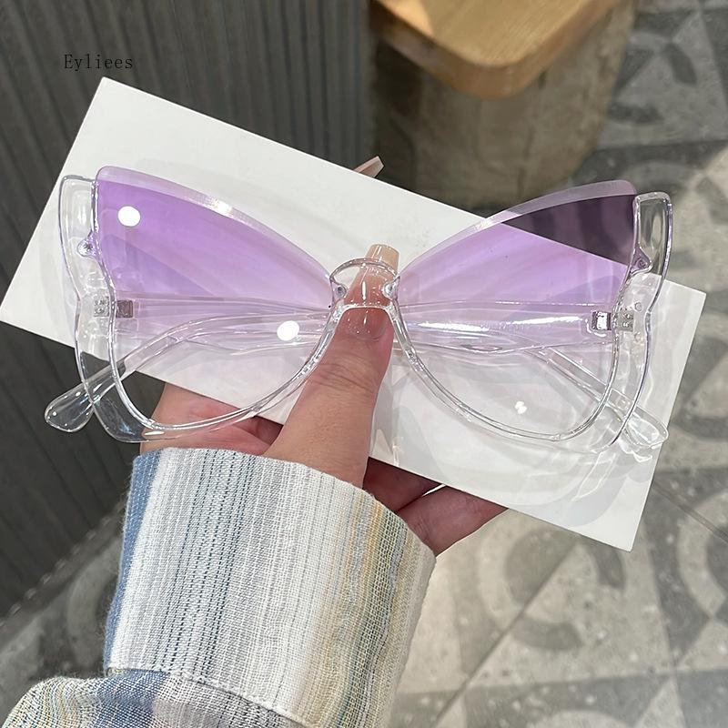 Vintage Butterfly Sunglasses Women Rimless Dragonfly Wing Sunglasses Ocean Lens Gradient Lens Eyewear Personal Glasses Party Sup