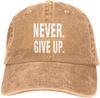 Denim Cap Never Give Up Baseball Dad Cap Classic Washed  Cotton Adjustable Casual Sports Novel for Unisex Women Hats