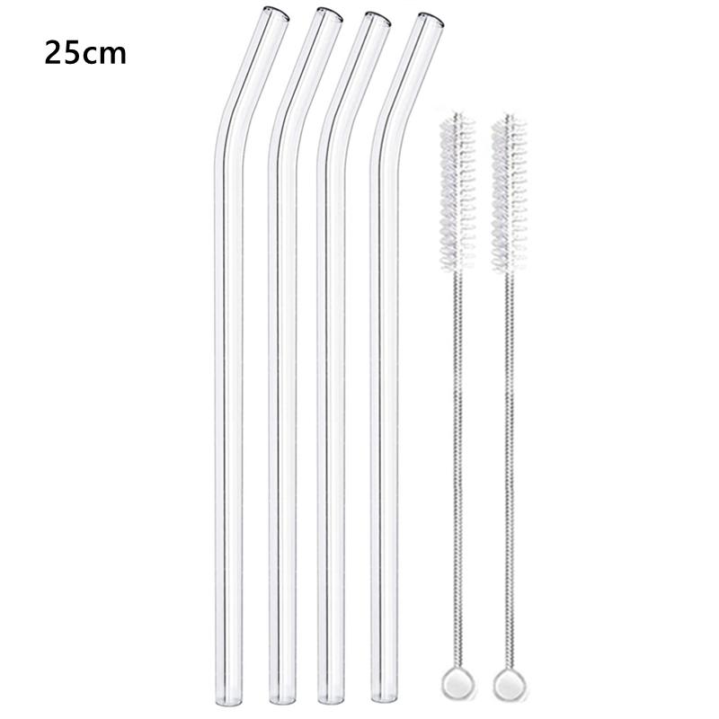 25cm Glass Smoothie Straws 10" X 8mm Long Reusable Clear Drinking Straws for Smoothie Milkshakes Bar Cocktail Drinkware