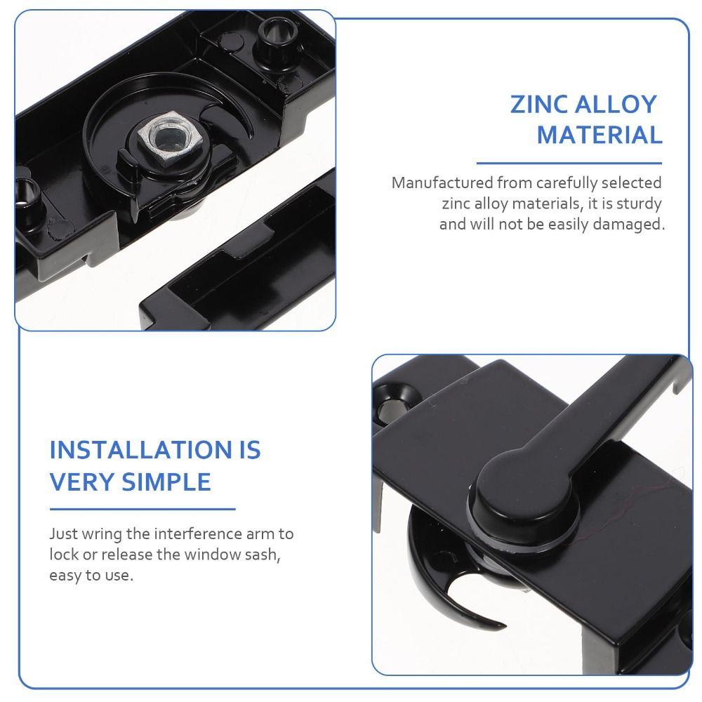 Black Color Sliding Window Sash Locks Zinc Alloy Crescent Design Security Sash Locks Anti-Rust Wear Resistant Cam Lock