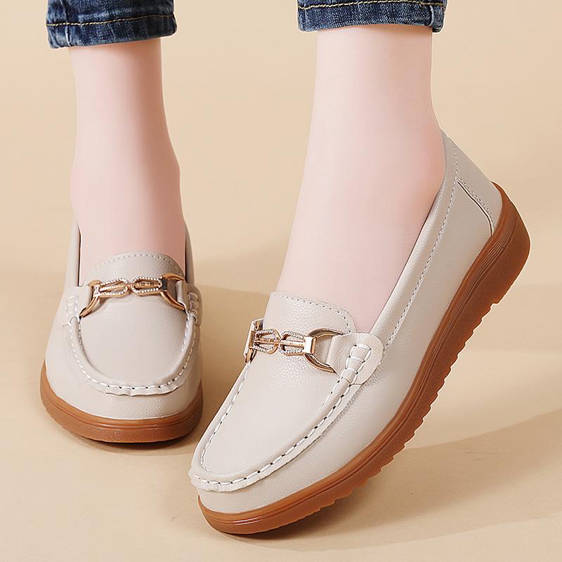 

Женские мокасины лоферы кожаные туфли для вождения повседневные слипоны мягкие туфли медсестры черные туфли для ходьбы EU:41