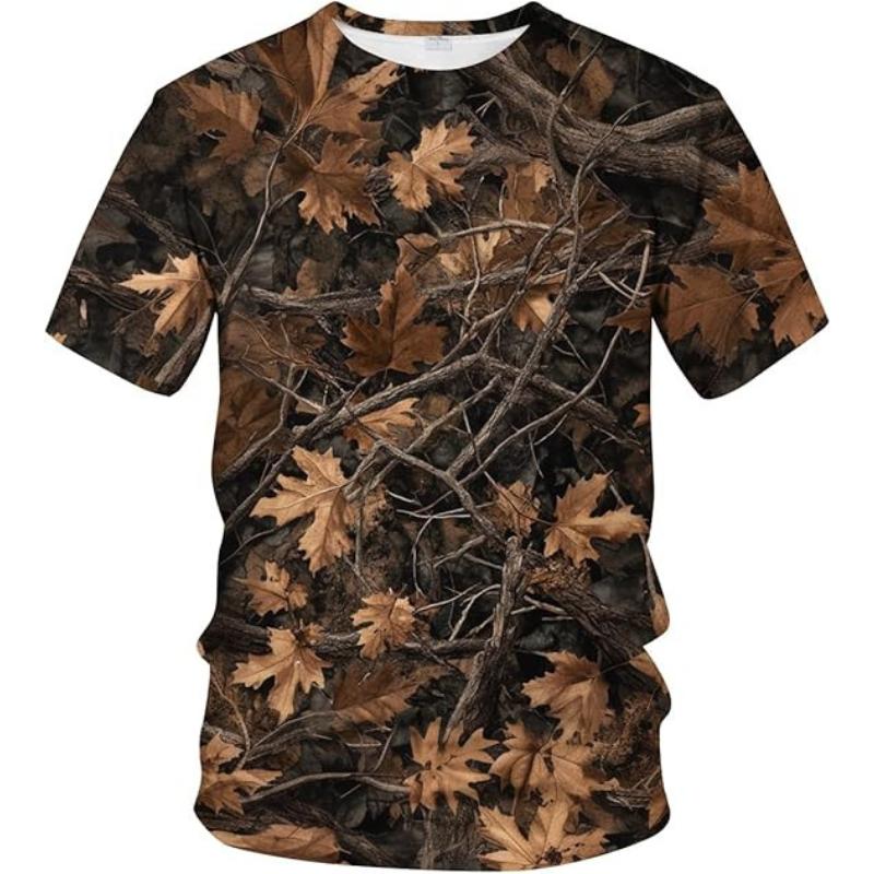 Fashion Men's Crew Neck Short Sleeve 3D Branch Color Printing Tree Branch Short Sleeve Crew Neck T-Shirt