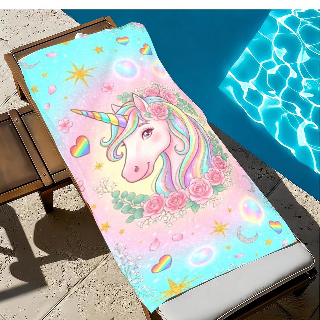 Extra Large Unicorn Beach Towel Soft Microfiber Absorbent Towel for Pool Travel Camping