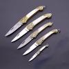 High Quality Sharp Brass Handmade Shell Exquisite Portable Express Unpacking Folding Knife Fruit Keychain Mini Knife