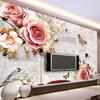 Moderne handgemalte Rosen Tapete Blumen Schmetterling 3D Wandbild Wohnzimmer Schlafzimmer Romantische Dekoration Tapete