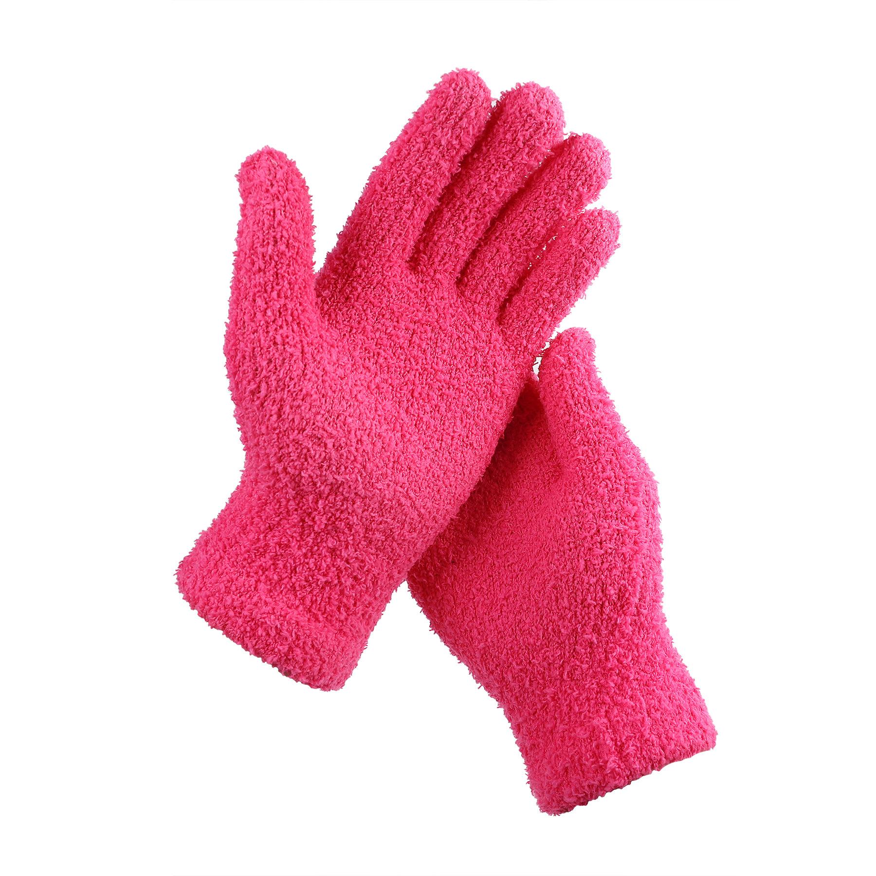 

Knitted gloves men and women coral fleece plush housekeeping cleaning utensils car wash hygiene gloves thermal gloves One size fits all рожевий червоний колір