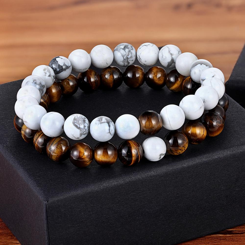 XQNI Various Combination Styles Beaded Bracelets For Men & Women For Couples Jewelry Stretch Elastic Rope DIY Birthday Gift Box