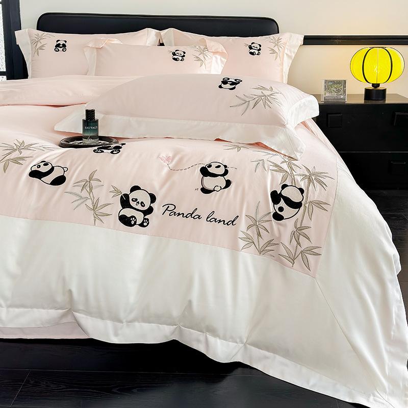 

Class A Maternal And Infant Grade 240 Long-Staple Cotton4-Pcs Set Of Pure Cotton Satin Embroidered Quilt Cover, Bed Sheet Skin-Friendly Mattress 1.8m bed sheet 4pc quilt cover 2*2.3m