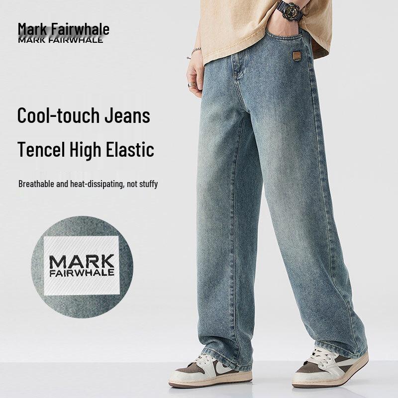MARK FAIRWHALE Men s Tencel Blend Straight-Fit Cool-Touch Jeans 38