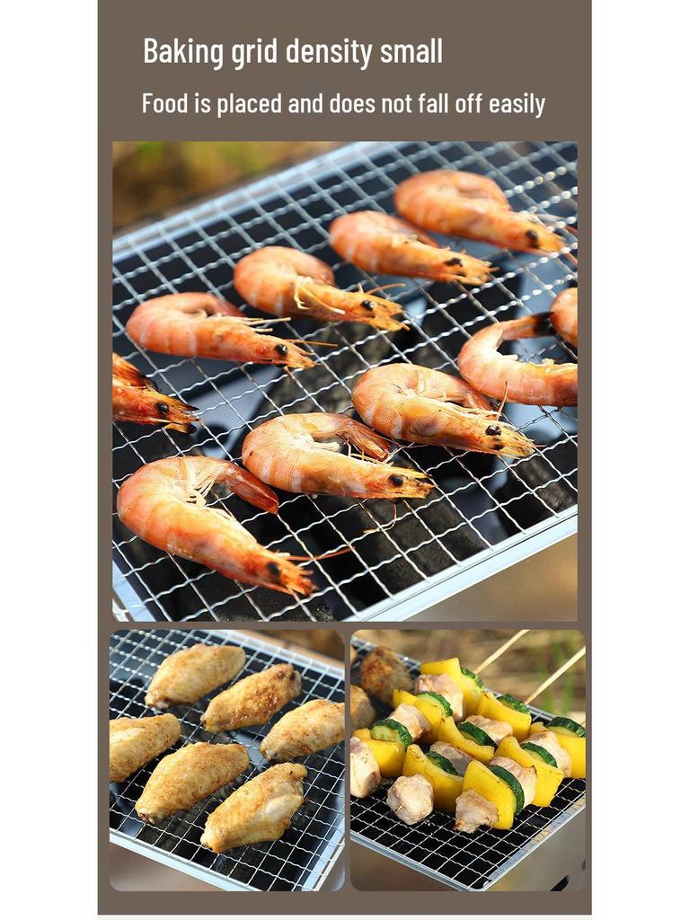 Tragbarer Holzkohlegrill: Outdoor Camping Tischkocher zum Braten von Fleisch & Spießen
