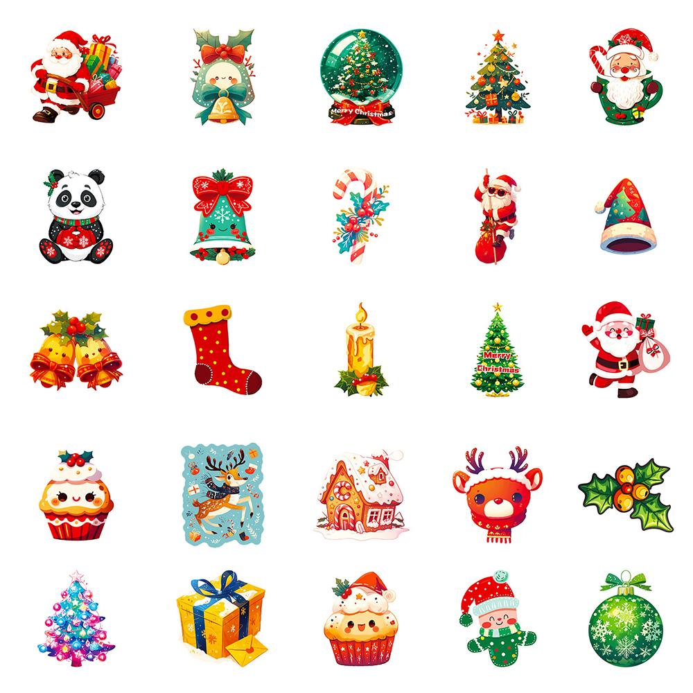 10/30/50/100pcs Kawaii Cartoon Christmas Stickers Santa Claus Aesthetic Decals Toy Kids DIY Diary Laptop Scrapbook Cute Sticker