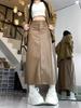 Retro pu leather skirt skirt women's large size fat mm autumn and winter new hip skirt high waist and thin meat-covering split skirt