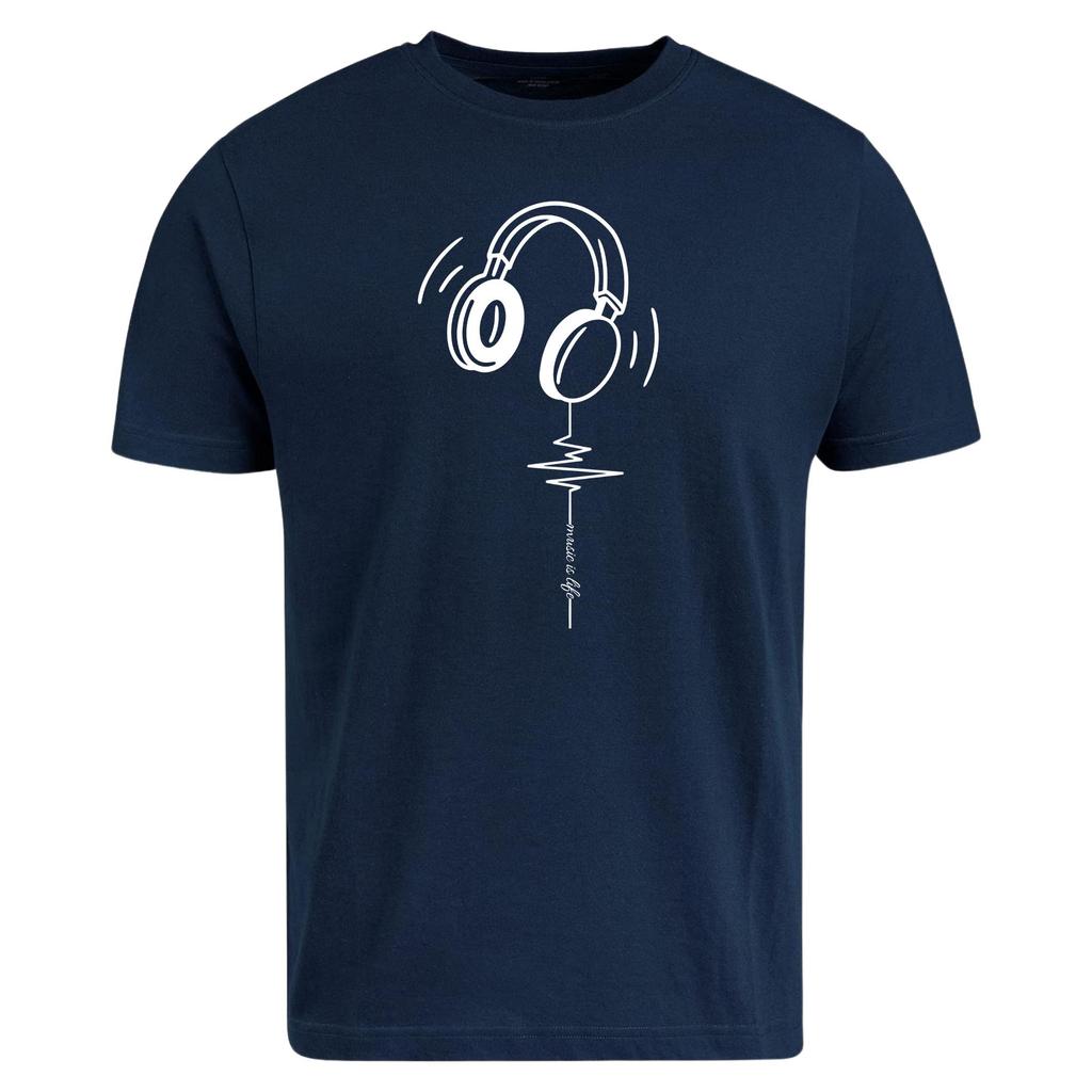 Music Is Life TShirt Headphone Cool Music Mens Tracksuit Summer Crew Neck Pullover Cotton Casual Sportswear ShortSleeve Tops