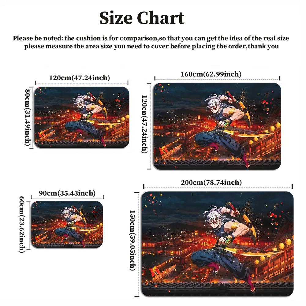 Cool Anime Warrior Printed Rug,Fire Theme Decorative Floor Carpet,Large Mat for Gamer Room,Bedroom,Living Room,Home Decor Gift