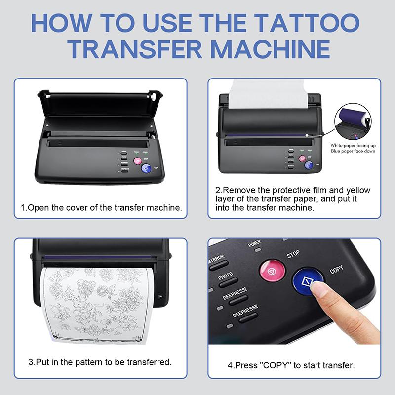 Tattoo Transfer Machine Professional Tattoo Equipment Thermal Photocopier Tattoo Template 10 Sheets Of Tattoo Paper Provided