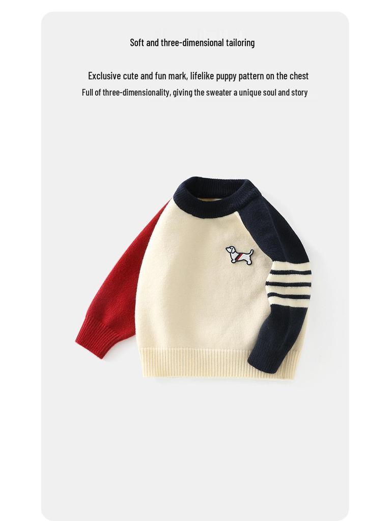 DUUDUU 2025 New Korean Style Baby Boys' Knit Sweater - Autumn/Winter Base Layer