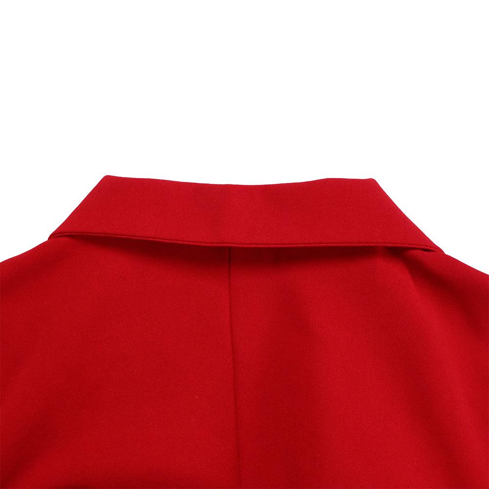 YYFS Women's Fashion Summer Spring Solid Color Print 3/4 Sleeves POLO Neck High Waist Casual Dresses