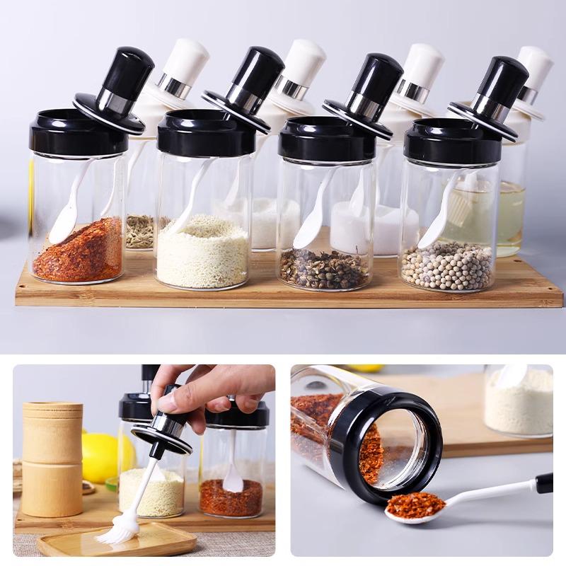 Airtight Glass Seasoning Jars - Moisture-Proof Kitchen Spice Containers