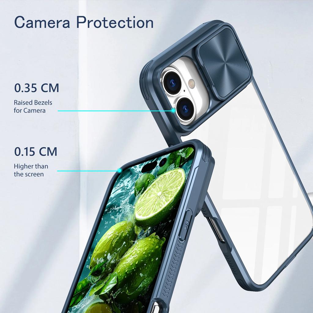 Luxury Crystal Clear Slide Camera Protection Case for IPhone 16 Pro Max 15 14 13 Plus Mini Acrylic Hard Transparent Back Cover