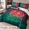 England Rugby Printed Bedding Set Custom Name Text 1 Duvet Cover 2 Pillowcases For Bedroom