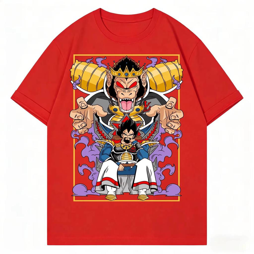 Dragon Ball Vintage King Vegeta Great Ape Form Print pure Cotton T-Shirt Unisex High Quality Streetwear Tee 2026 Summer new Tops