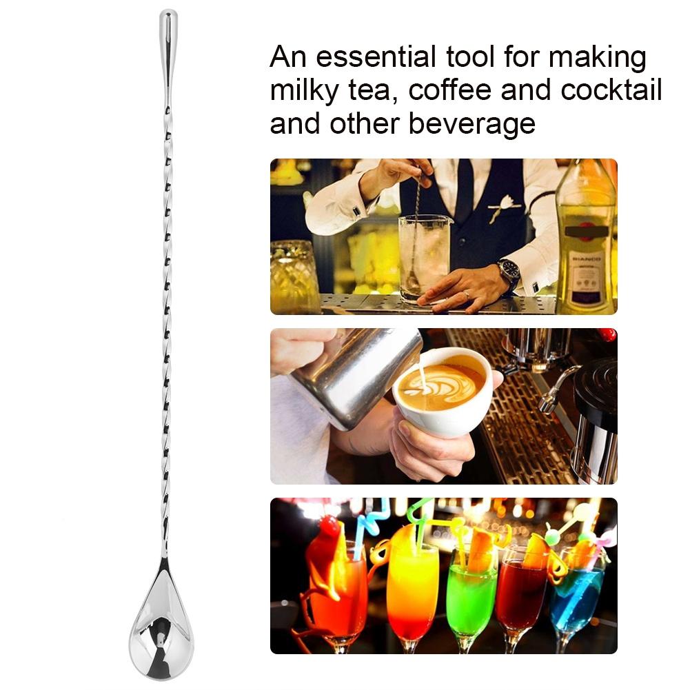 1Pc Stainless Steel Cocktail Spoon Beverage Coffee Mixing Layering Tool with Long Handle