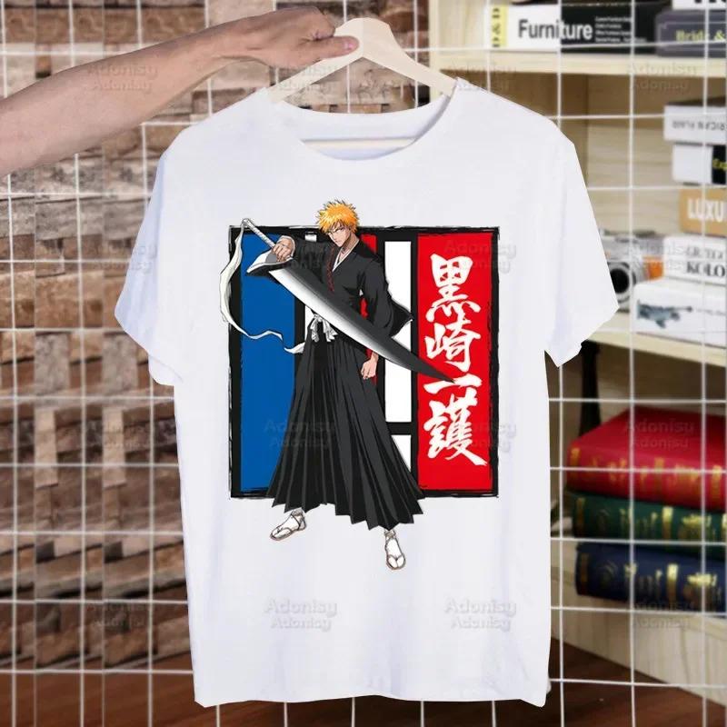 Bleach Zaraki Kenpachi Kurosaki Ichigo T Shirts For Guys O-Neck Short Sleeve Regular Mens height Quality Men Hip-Hop Tee Shirt