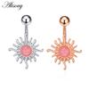 Alisouy 1pc Zircon Sexy Long Belly Ring Star Sun Moon Heart Navel Piercing Surgical Steel Women Belly Button Ring Navel Jewelry