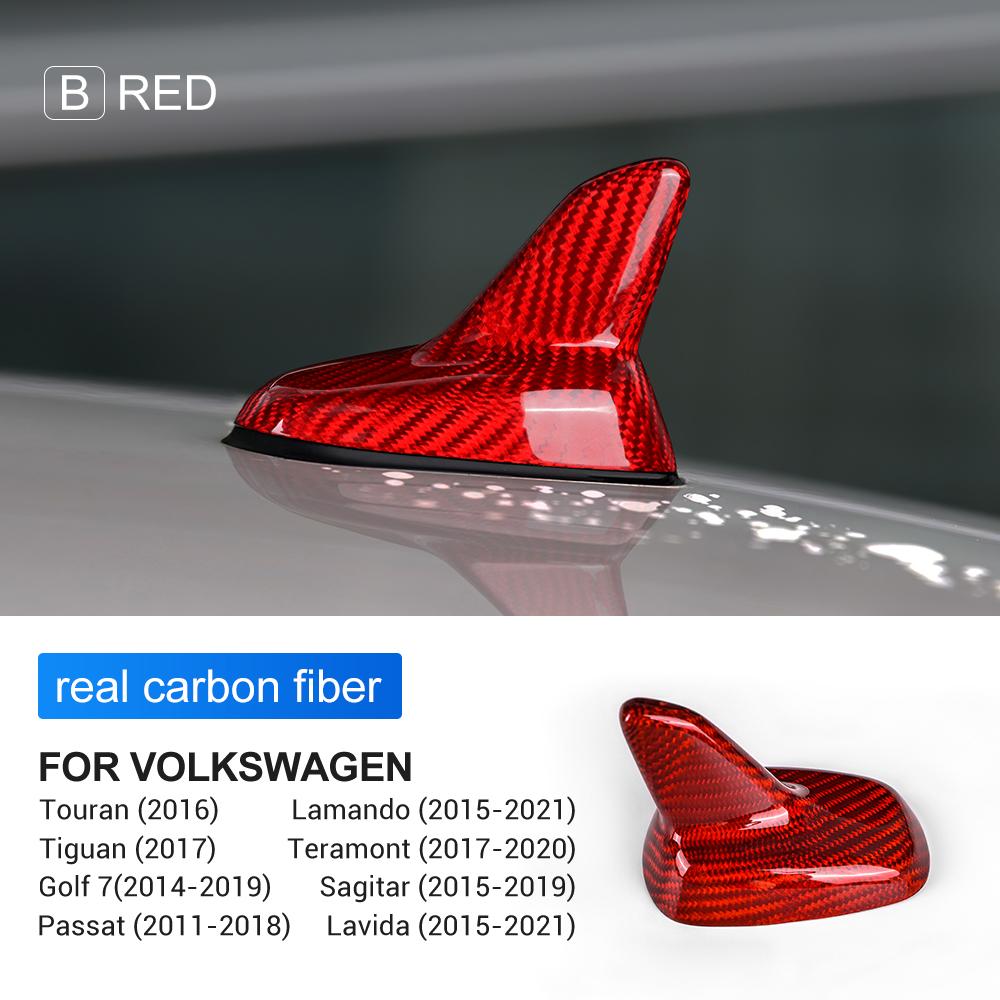 For VW Golf 7 Tiguan 2011- Carbon Fiber Car Antenna Cover Radio Shark Fin Topper Roof Aerial Trim Auto External Accessories