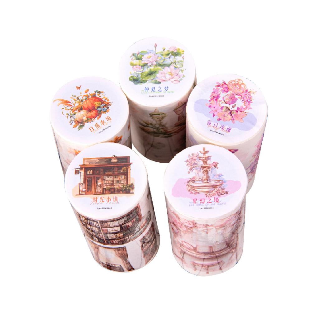 8*300cm 1roll Spring rose theme tape Sticker Decorative Hand Account Diary Album Scrapbooking accessories Masking tape