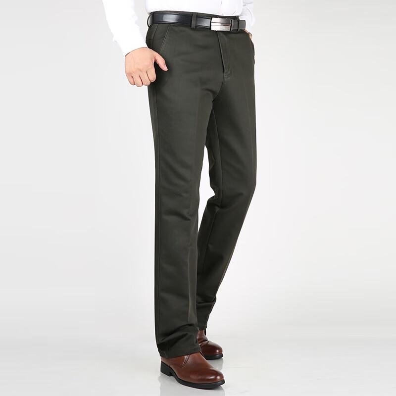 ROMON Men's Autumn/Winter Thickened Business Casual Straight-Leg Pants